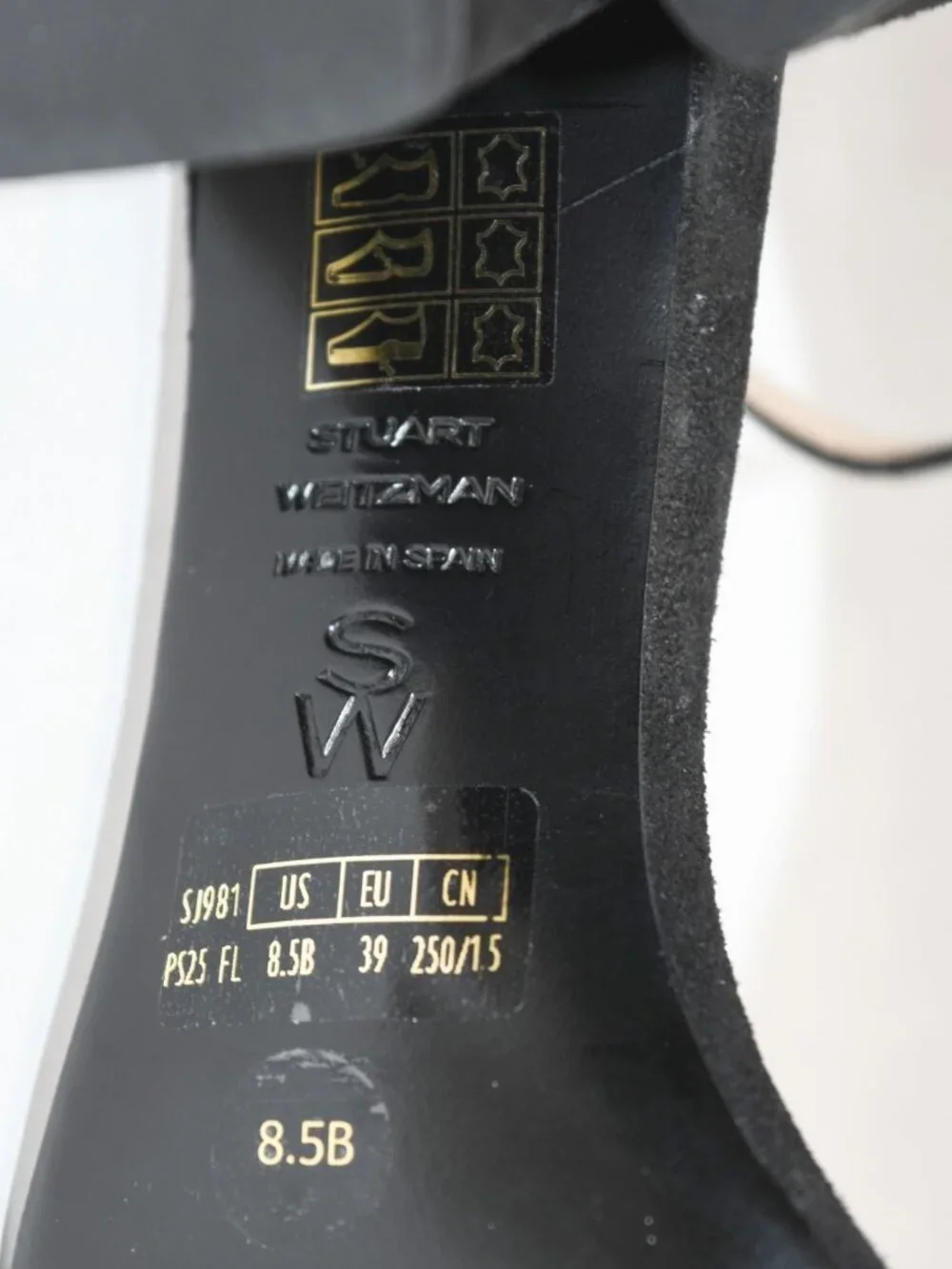 $550 STUART WEITZMAN Nudist Block 75 Sandal SUEDE BLACK 8.5 (PD2)